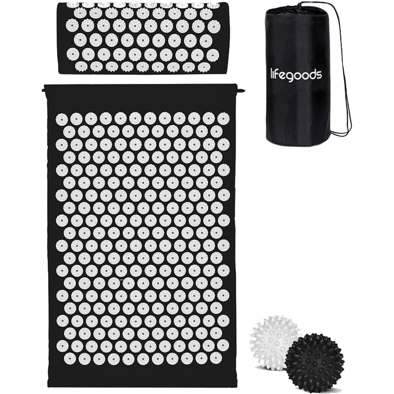 Een afbeelding van Lifegoods Accupressure mat zwart-wit
