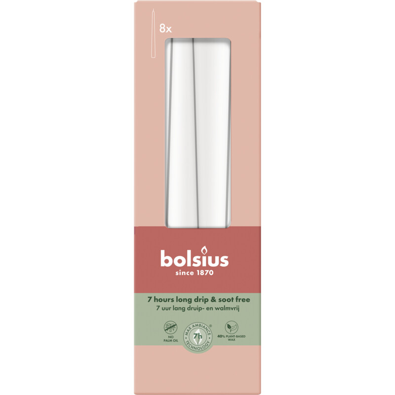 Een afbeelding van Bolsius Gotische kaarsen cloudy white 24cm