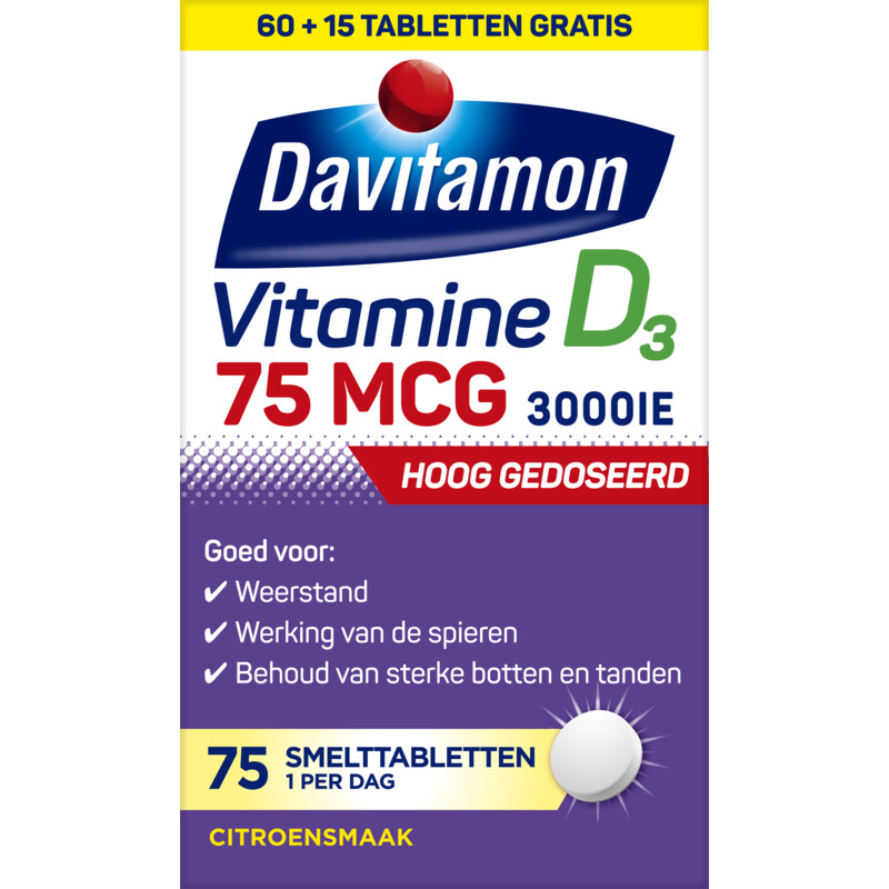 Een afbeelding van Davitamon Vitamine D 75mcg smelttabletten