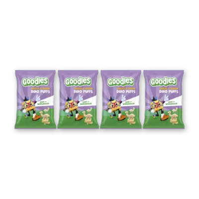pdp-image-Goodies Snack dino puffs cheese/onion 3+ jr 4pk