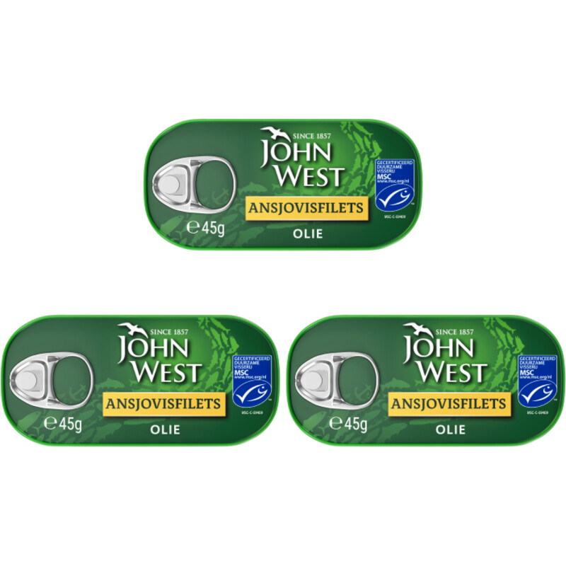 Een afbeelding van John West Ansjovisfilets olie 3-pack