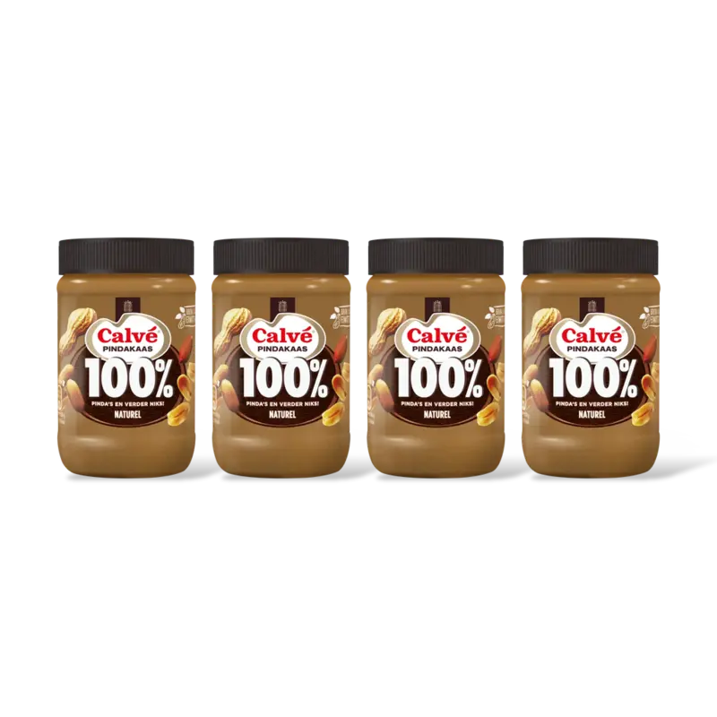 Calvé Pindakaas 100% pinda's fijn 4-pack