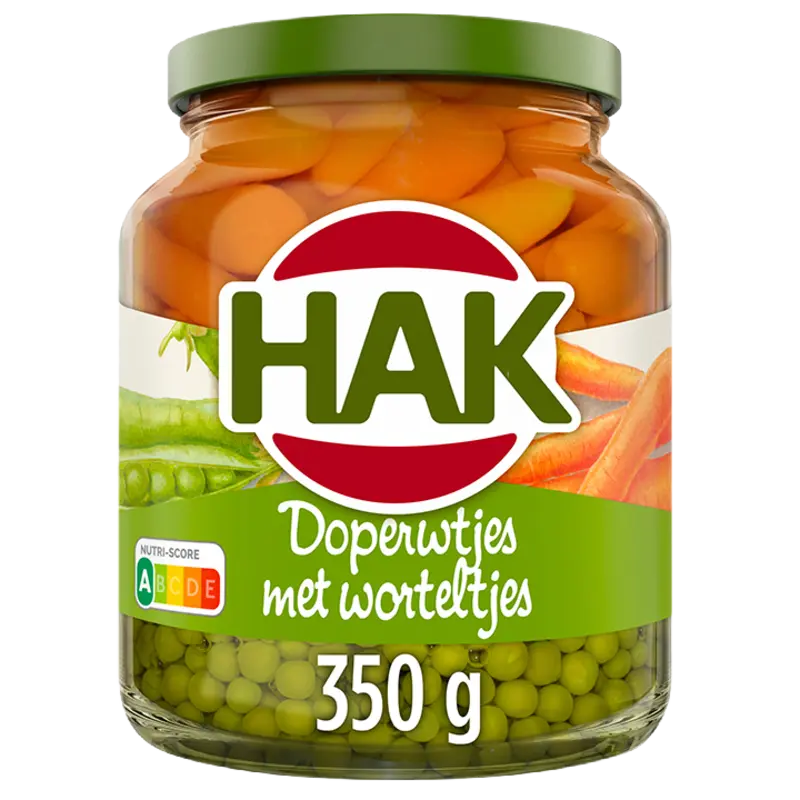 Hak Doperwtjes met worteltjes