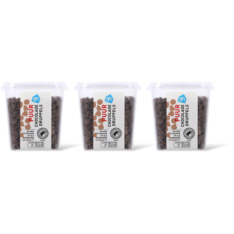 AH Puur chocolade druppels 3-pack