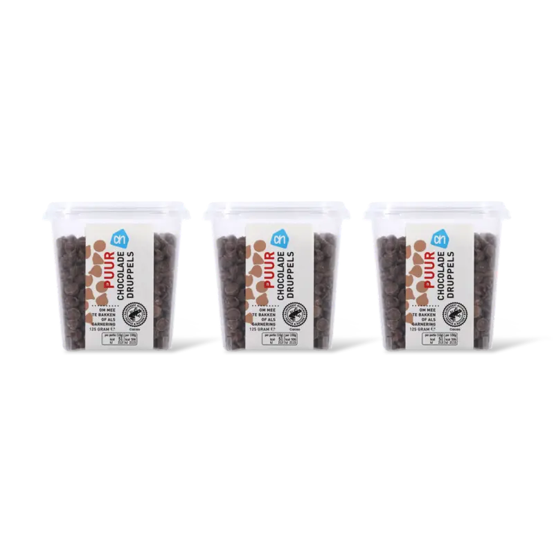 AH Puur chocolade druppels 3-pack