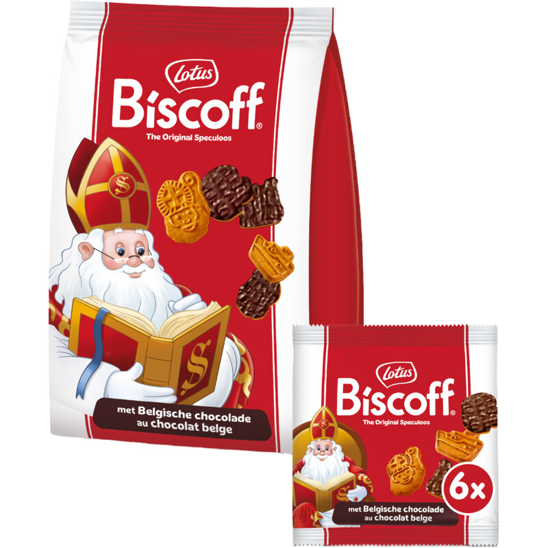 Een afbeelding van Lotus Biscoff Speculoos choco mini sintkoekjes bel