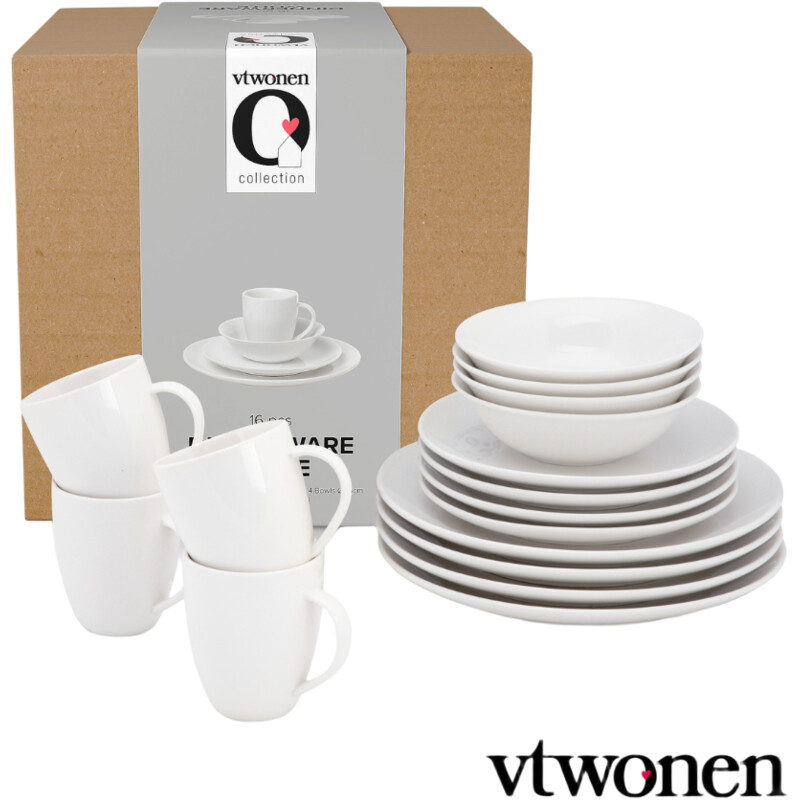 vtwonen Dinnerware raw white set/16