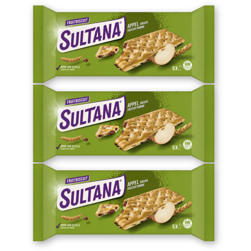 Sultana Fruitbiscuit appel 3-pack