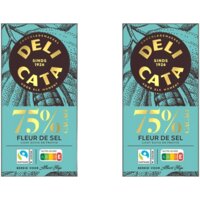 Een afbeelding van Delicata Reep puur fleur de sel 75% cacao 2-pack