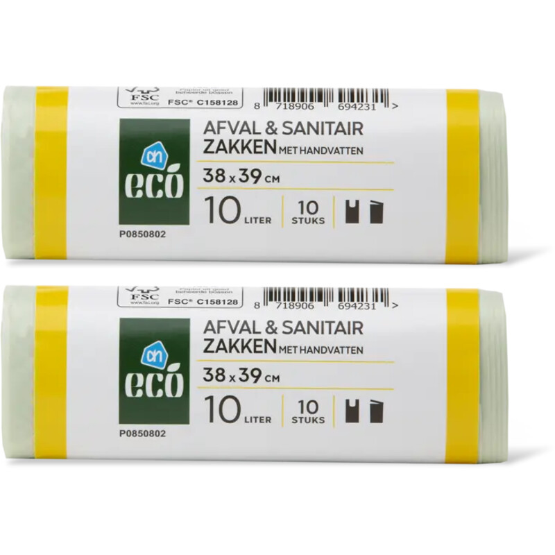 AH Eco Afval en sanitairzakken 10 liter 2-pack