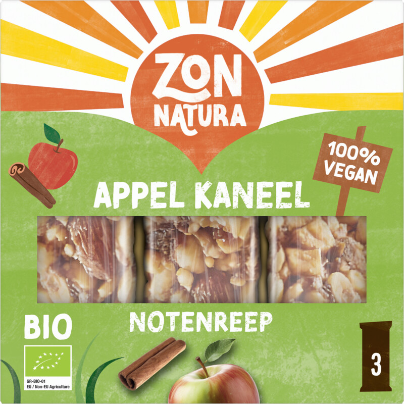 Een afbeelding van Zonnatura Appel kaneel notenreep