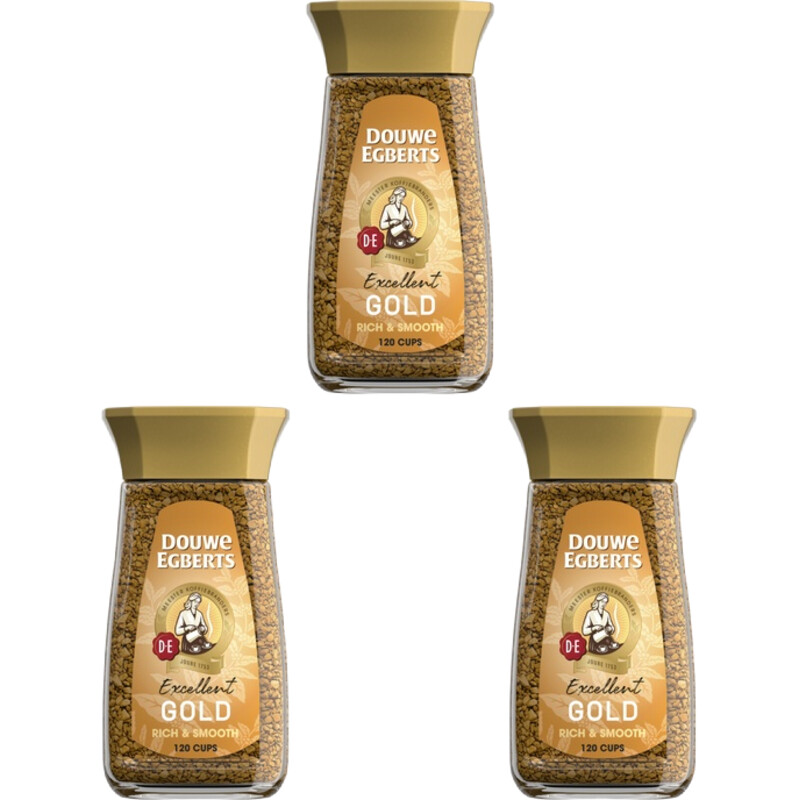 Een afbeelding van Douwe Egberts Gold oploskoffie 3-pack