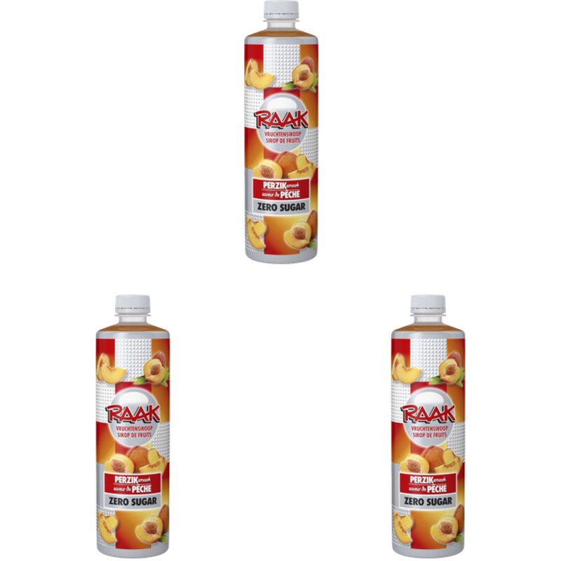 Een afbeelding van Raak Vruchtensiroop perzik zero sugar 3-pack