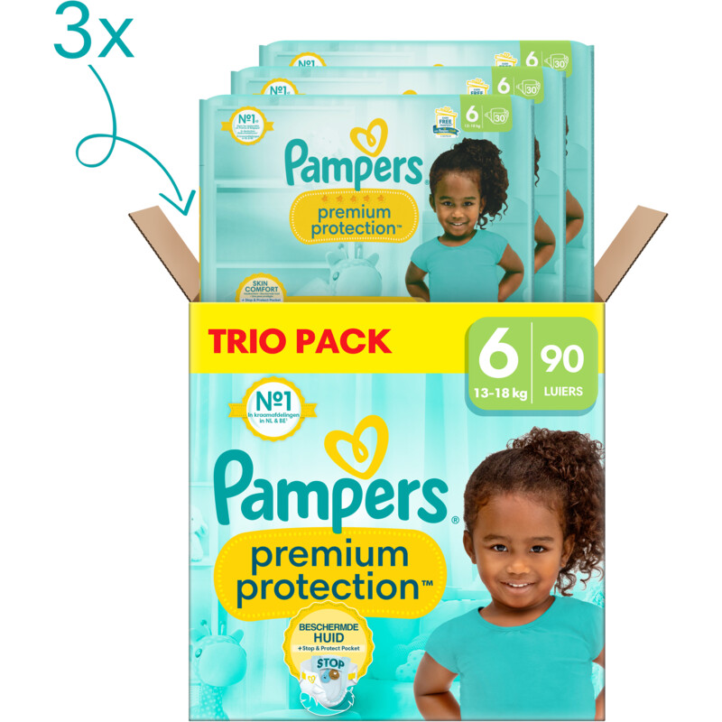 Een afbeelding van Pampers Premium protection luiers 6 trio pack
