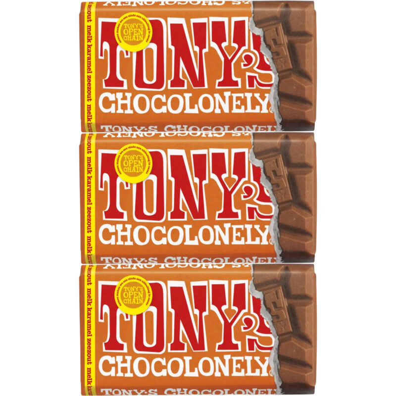 Tony's Chocolonely Reep melk karamel zeezout 3-pack