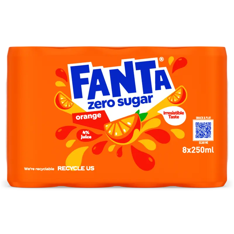 Fanta Orange zero sugar 8-pack bel