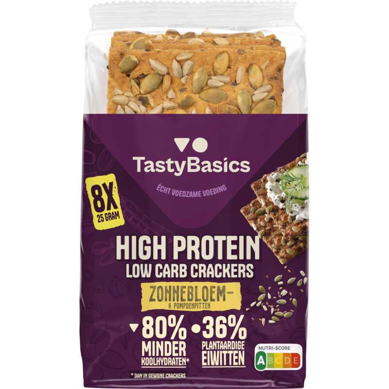 TastyBasics Low carb-high protein cracker zonnebloem