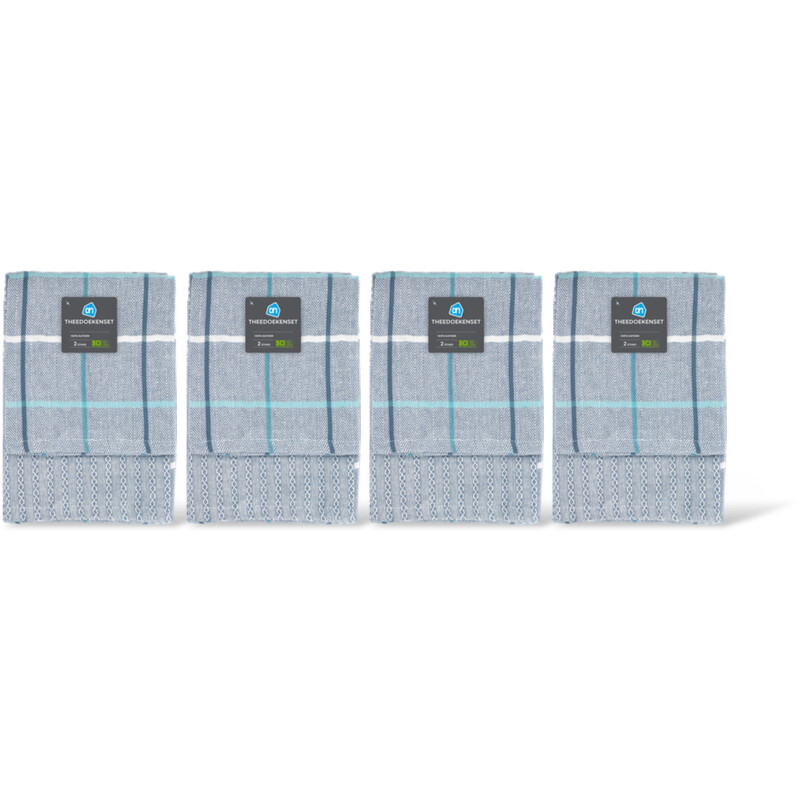 AH Theedoek blauw set van 2 4-pack