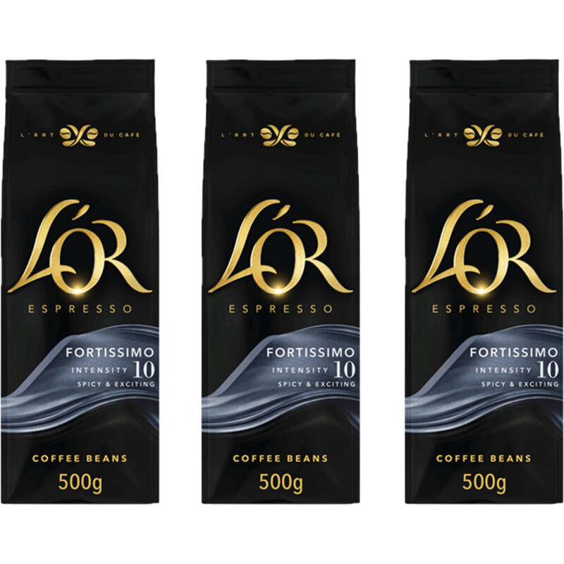 Een afbeelding van L'OR Espresso fortissimo coffee beans 3-pack
