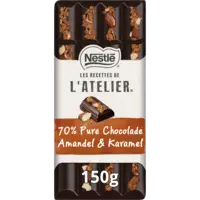L'Atelier 70% Pure chocoladereep amandel & karamel