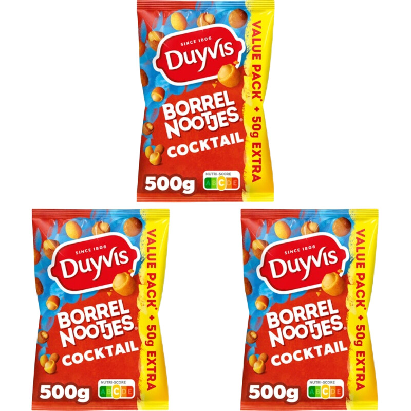 Een afbeelding van Duyvis Borrelnootjes cocktail 3-pack
