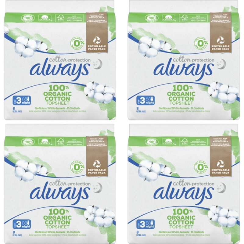 Een afbeelding van Always Maandverband Cotton Night 4-pack