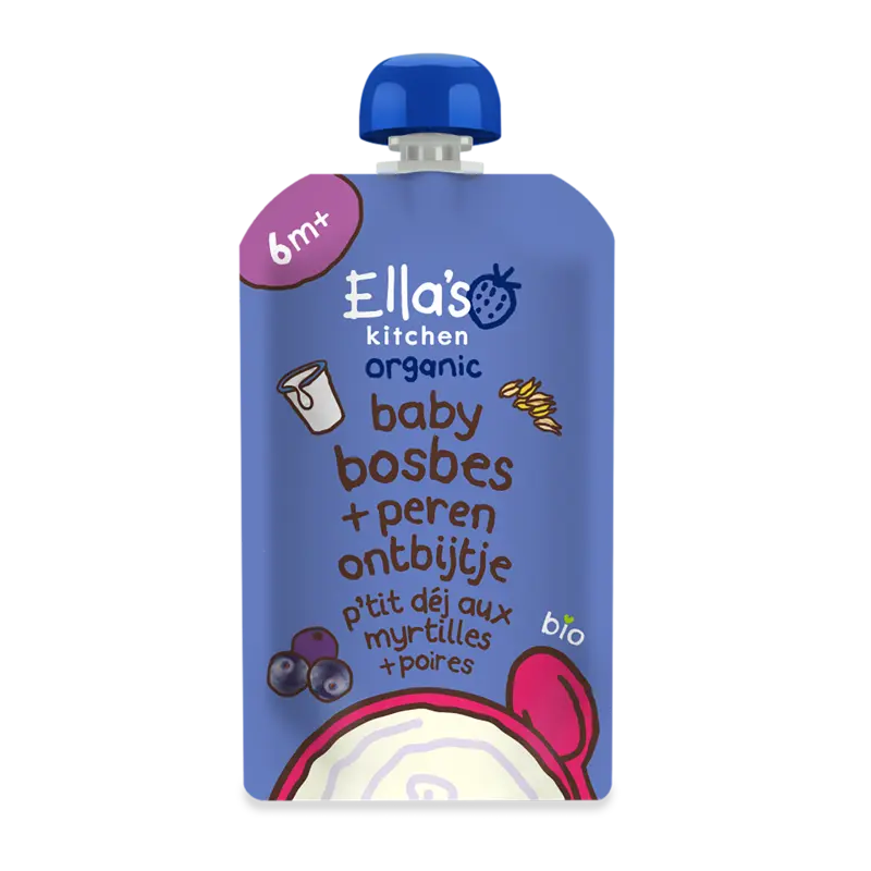 Baby ontbijtje bosbes + peer 6m+