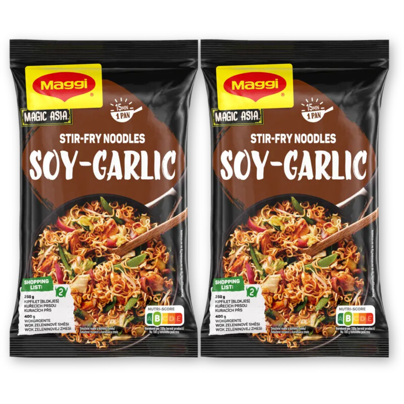 Maggi Stir-fry noodles soy garlic 2-pack