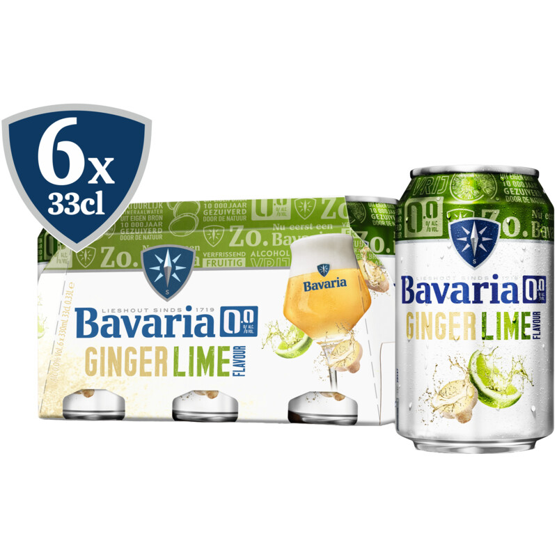 Een afbeelding van Bavaria 0.0% Fruity ginger lime 6-pack