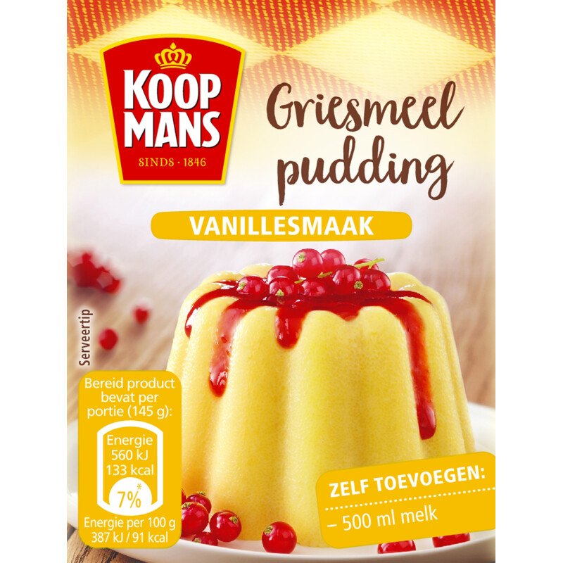 Een afbeelding van Koopmans Griesmeelpudding vanillesmaak