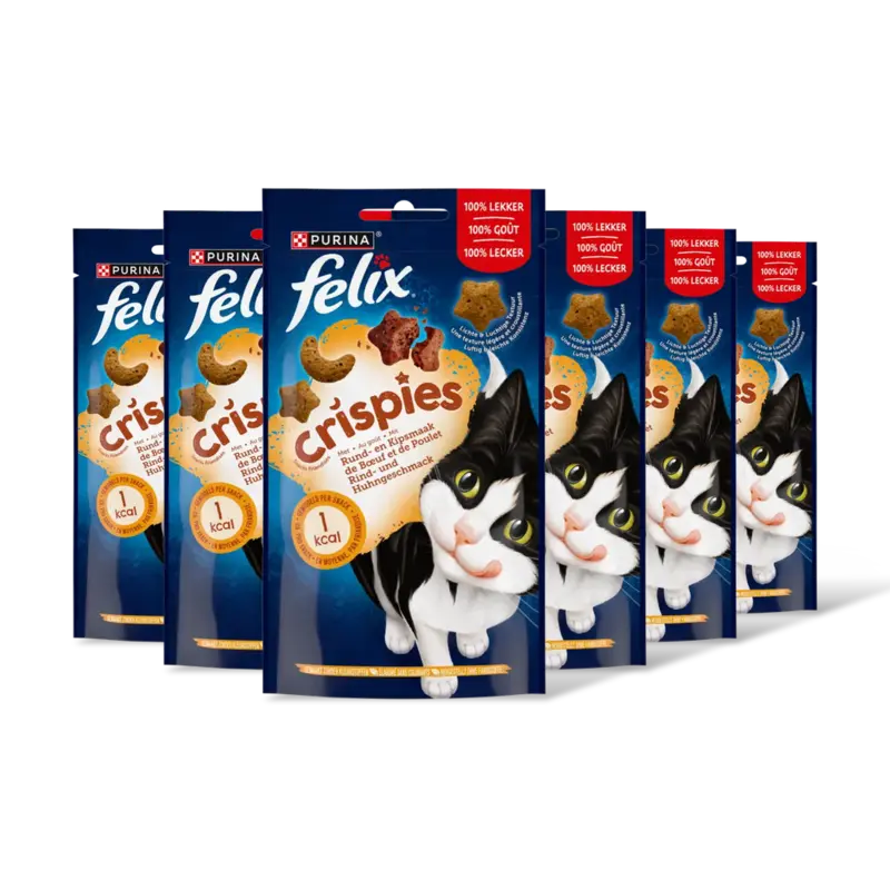 Felix Crispies rund & kipsmaak kattensnack 6pk