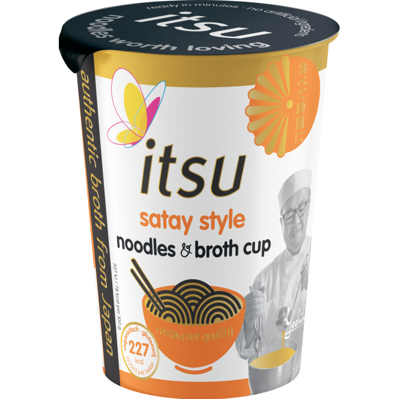 Een afbeelding van Itsu Satay style noodles & broth cup