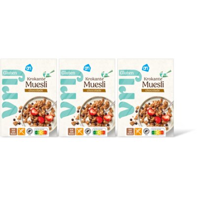 AH Glutenvrij Krokante muesli chocolade 3-pack