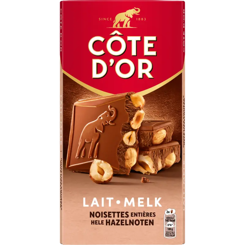 Côte d'Or Chocoladereep melk hele hazelnoten