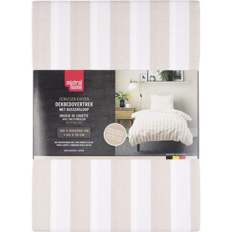 Tutti Mistral Home Dekbedovertrek beige streep 140x200cm