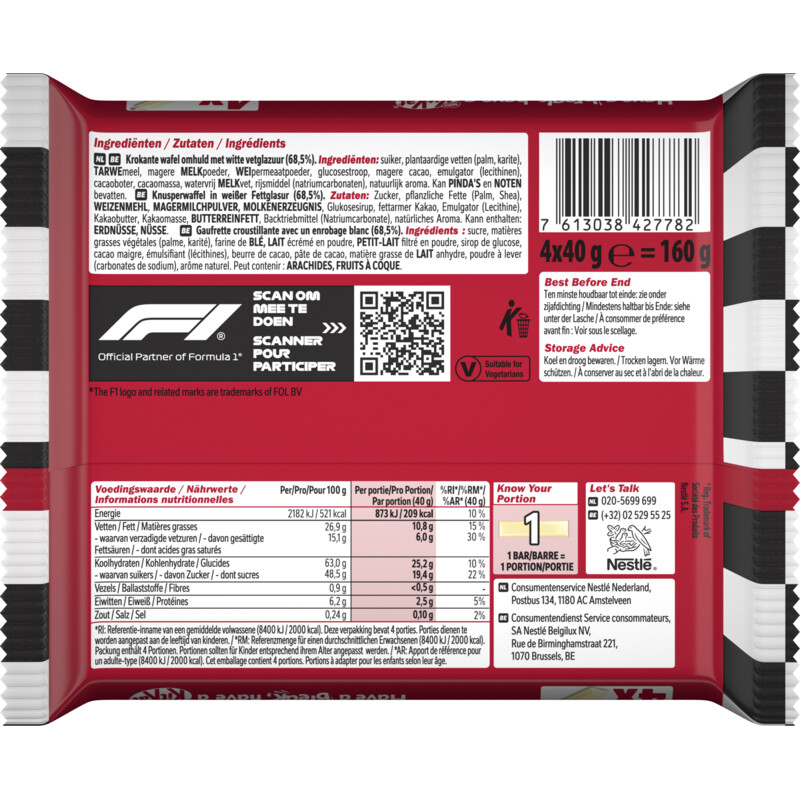 Een afbeelding van Kitkat Chunky white reep 4-pack