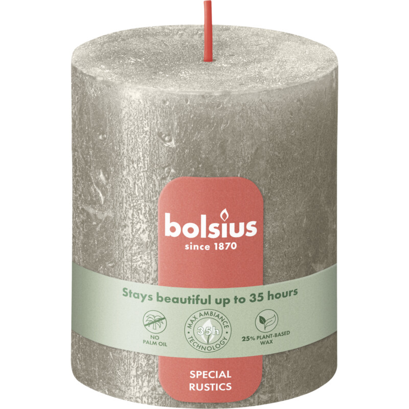Een afbeelding van Bolsius Rustieke kaars shimmer champagne 8cm