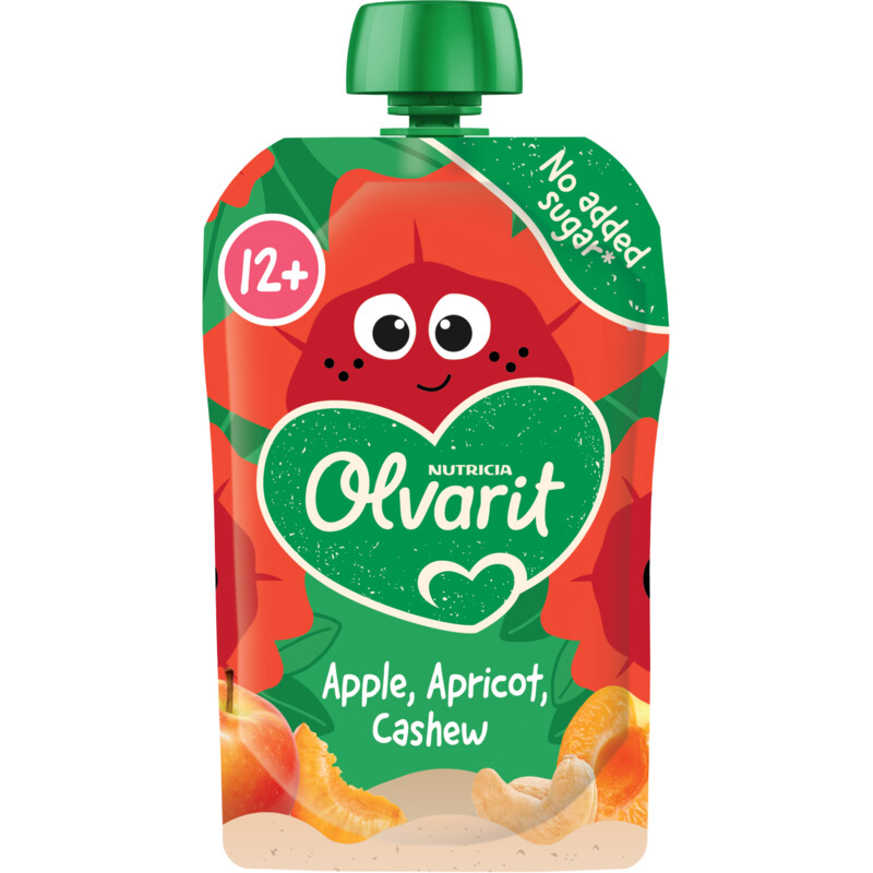 Een afbeelding van Olvarit Knijpfruit appel abrikoos cashew 12m+