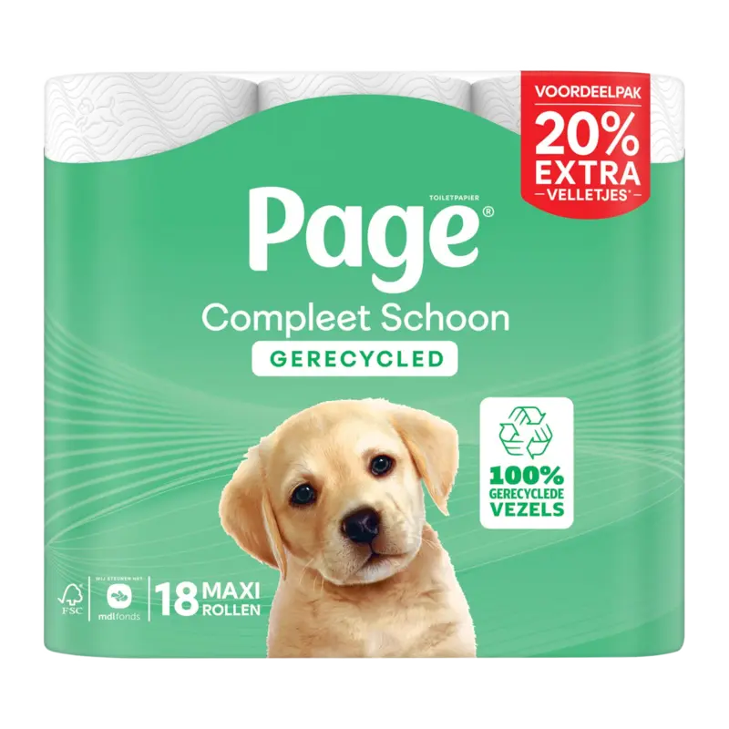 Page Compleet schoon gerecycled toiletpapier