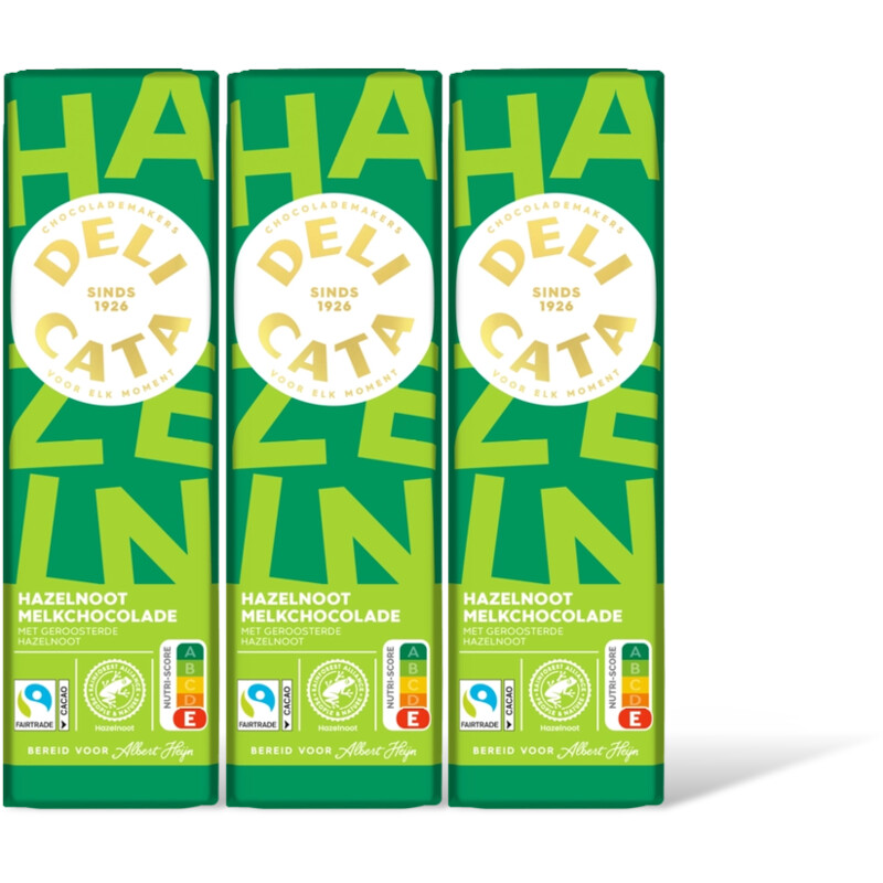 Delicata Reep melkchocolade hazelnoot 3 pack