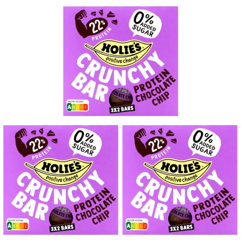 Holie's Crunchy Bar Protein Choc Chip 3-pack