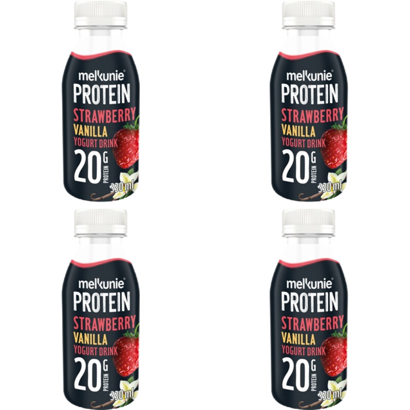 Een afbeelding van Melkunie Protein aardbei & vanille drink 4-pack