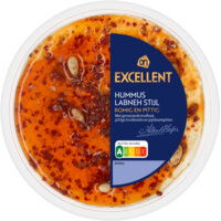 Een afbeelding van AH Excellent Hummus & labneh stijl met pikante olie
