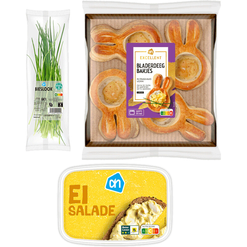 Een afbeelding van AH Excellent Paashaas Bladerdeeg Bakjes Borrel Pakket