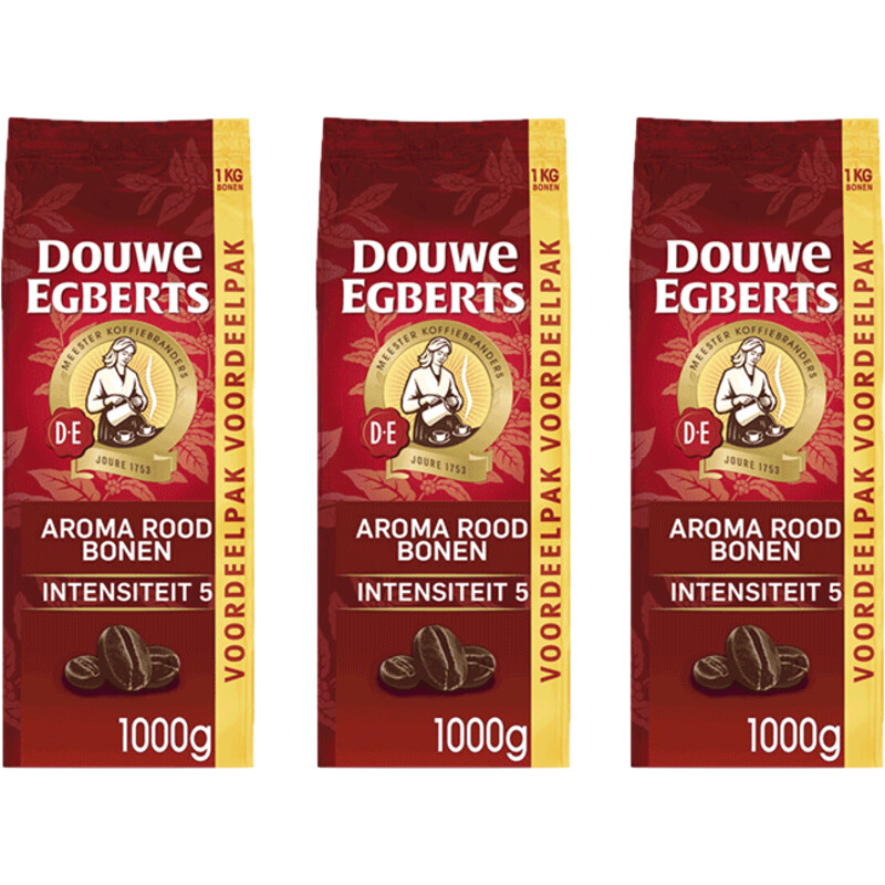 Een afbeelding van Douwe Egberts Aroma rood bonen voordeelpak 3-pack