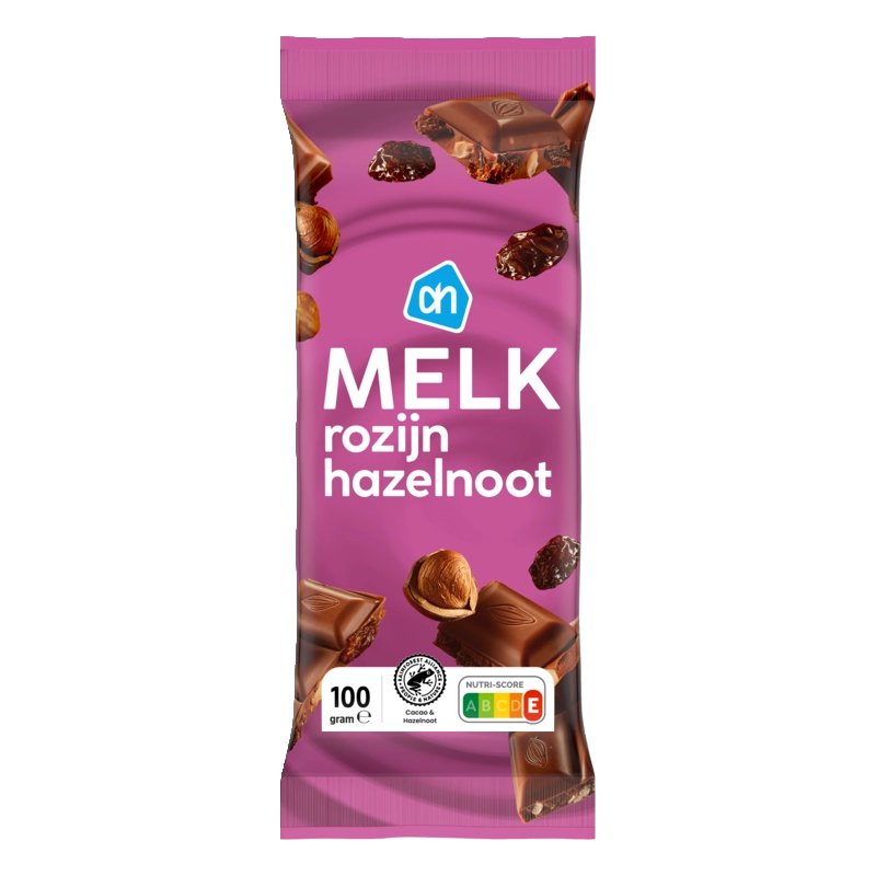 Reep melk hazelnoot rozijn