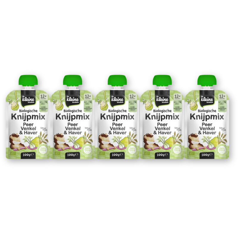 De Kleine Keuken Knijpmix Peer & venkel 12m+ 5-pack