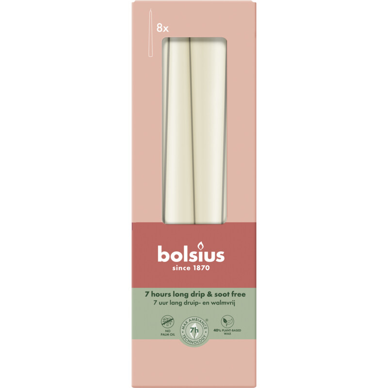 Een afbeelding van Bolsius Gotische kaarsen soft pearl 24cm