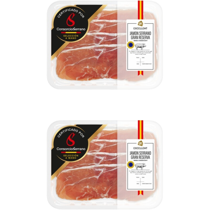 Een afbeelding van AH Excellent Jamon serrano gran reserva 2-pack