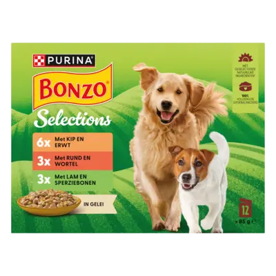 pdp-image-Bonzo Maaltijdzakjes in gelei rund, kip, lam